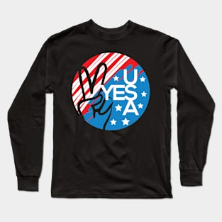 Yes USA American Flag Theme Long Sleeve T-Shirt